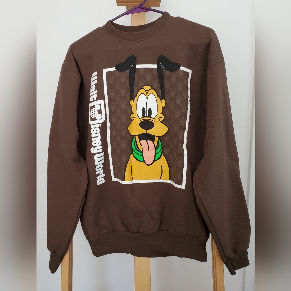 Walt Disney World | S | Brown Pluto Graphic Unisex Crewneck Sweatshirt